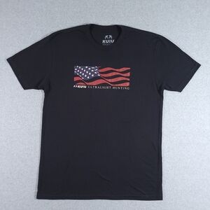 KUIU Men's Flag Logo T Shirt Black Large USA Short Sleeve Hunting Graphic Tee